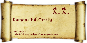 Korpos Károly névjegykártya