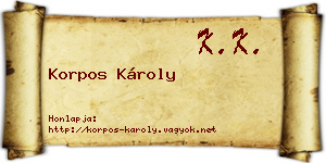Korpos Károly névjegykártya